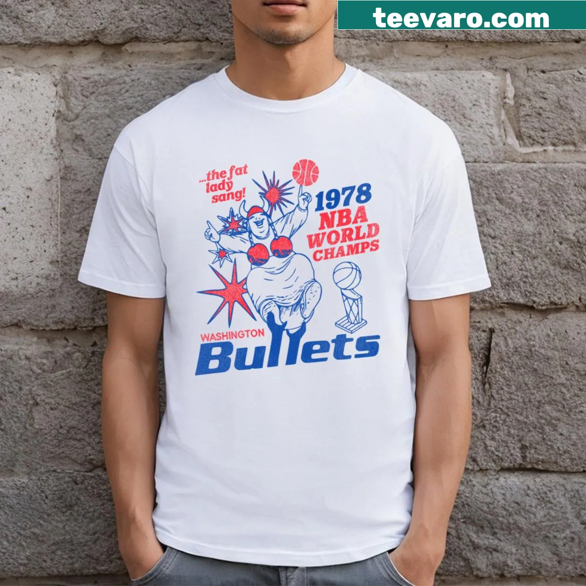 Retro Washington Bullets graphic T-shirt — on a men's t-shirt