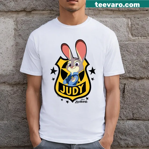 Judy Hopps badge from Zootopia on a V-neck t-shirt