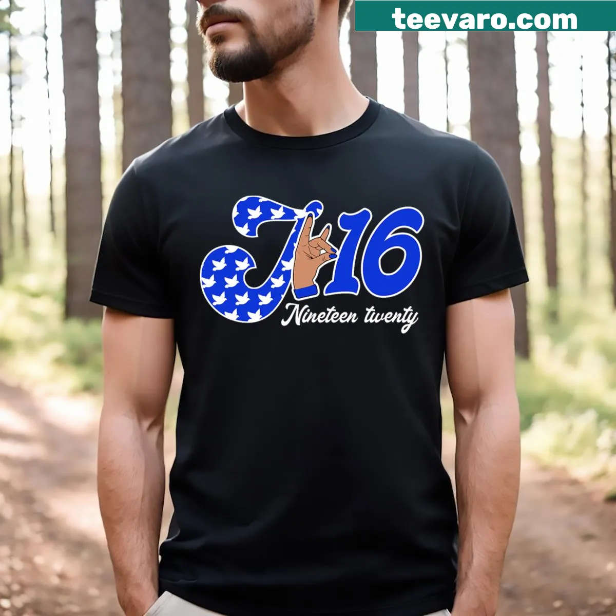 Zeta Phi Beta Founders Day t-shirt with January 16 date — on a men's t-shirt