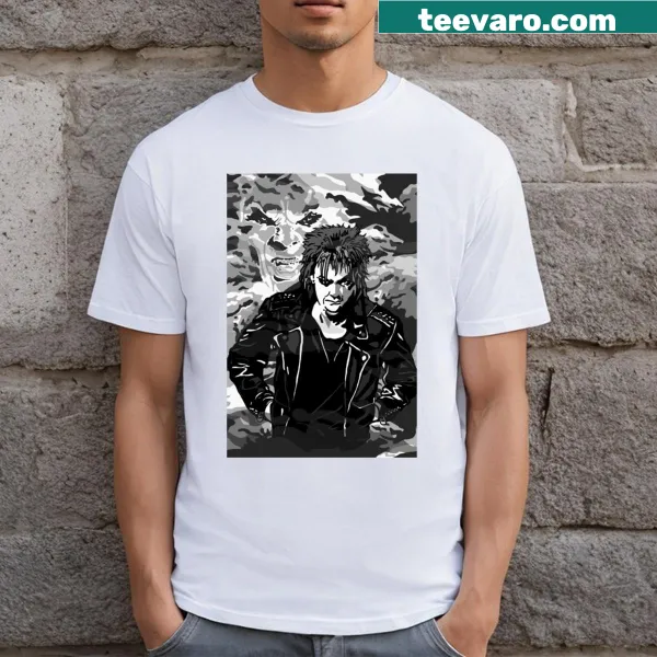 Funny vampire graphic on an 80s-themed T-shirt