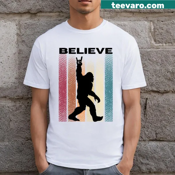 Rock and Roll Bigfoot t-shirt with humorous Bigfoot graphic