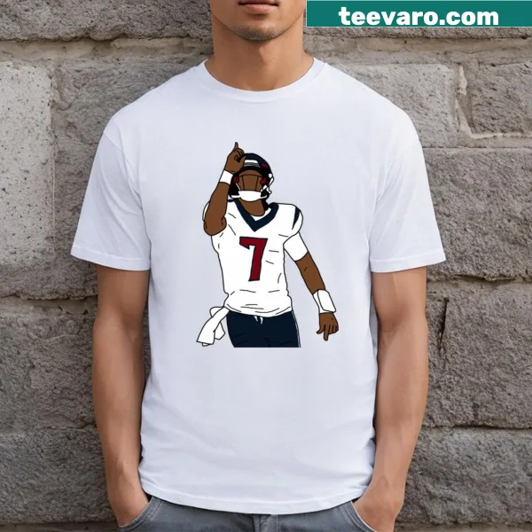 Inspirational t-shirt featuring Cj Stroud pointing to God