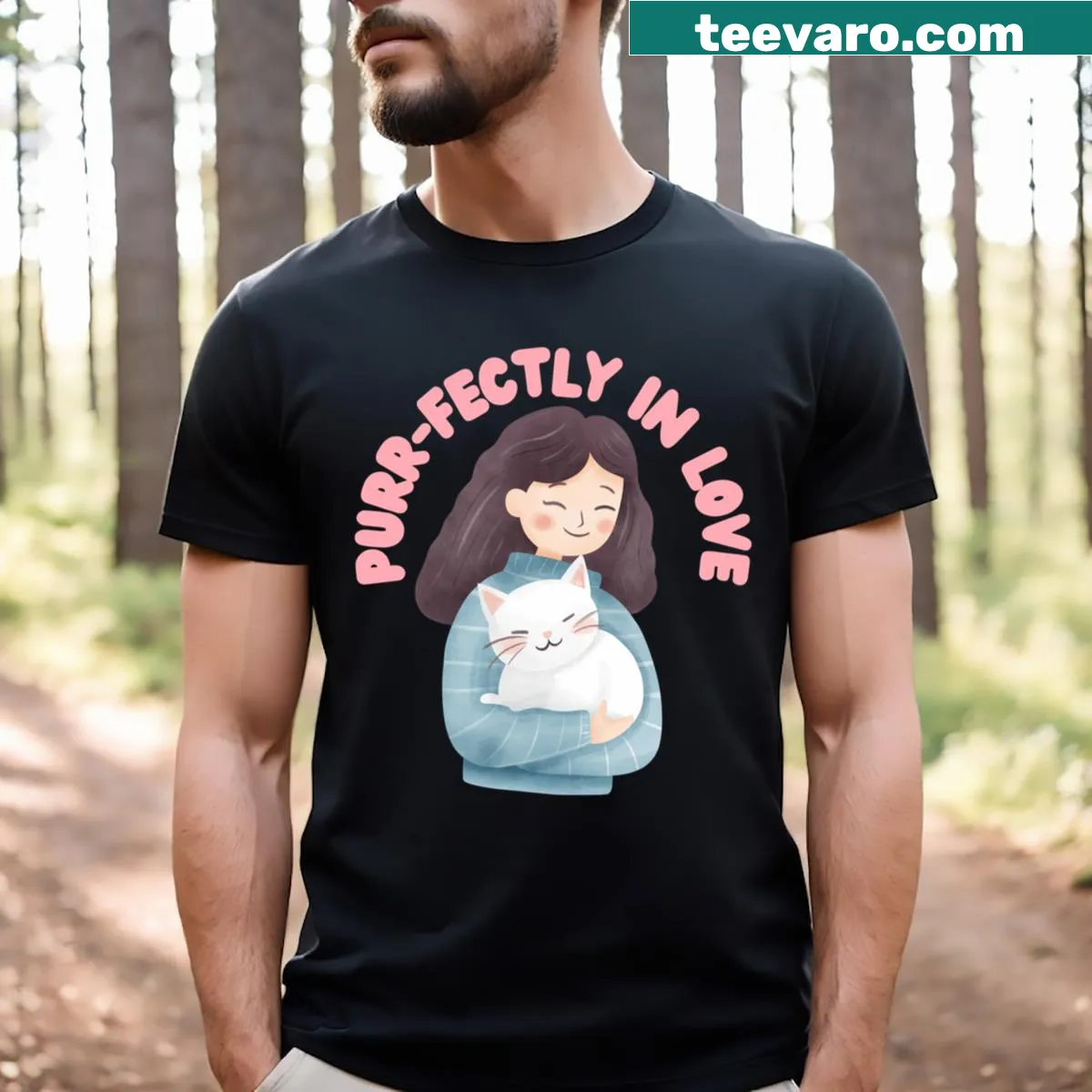 Two cute cats illustration on a Valentine's Day T-shirt — on a men's t-shirt