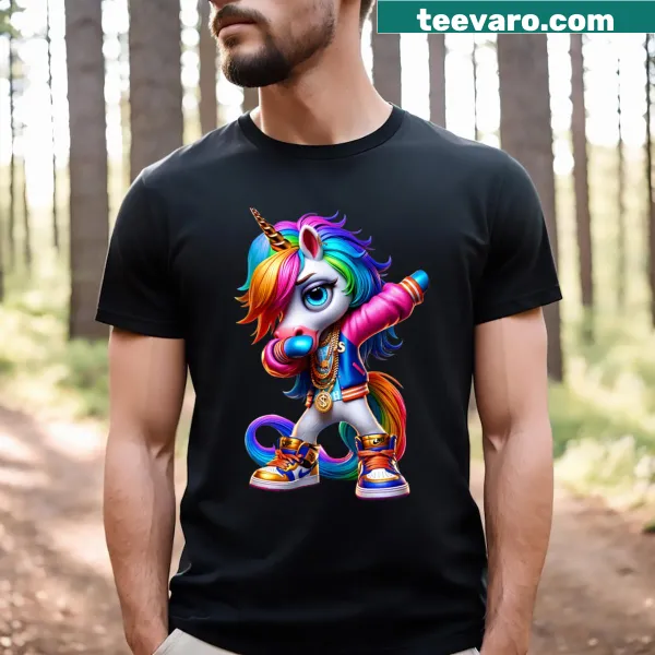 Whimsical unicorn in tuxedo dabbing pose graphic tee