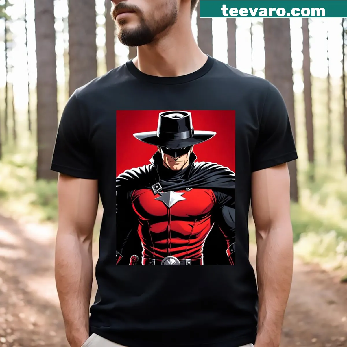 Fan art t-shirt of Zorro movie character — on a men's t-shirt