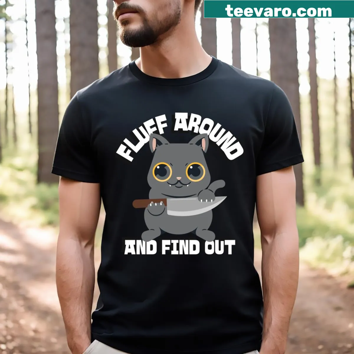 Sarcastic text about cats on a T-shirt — on a men's t-shirt