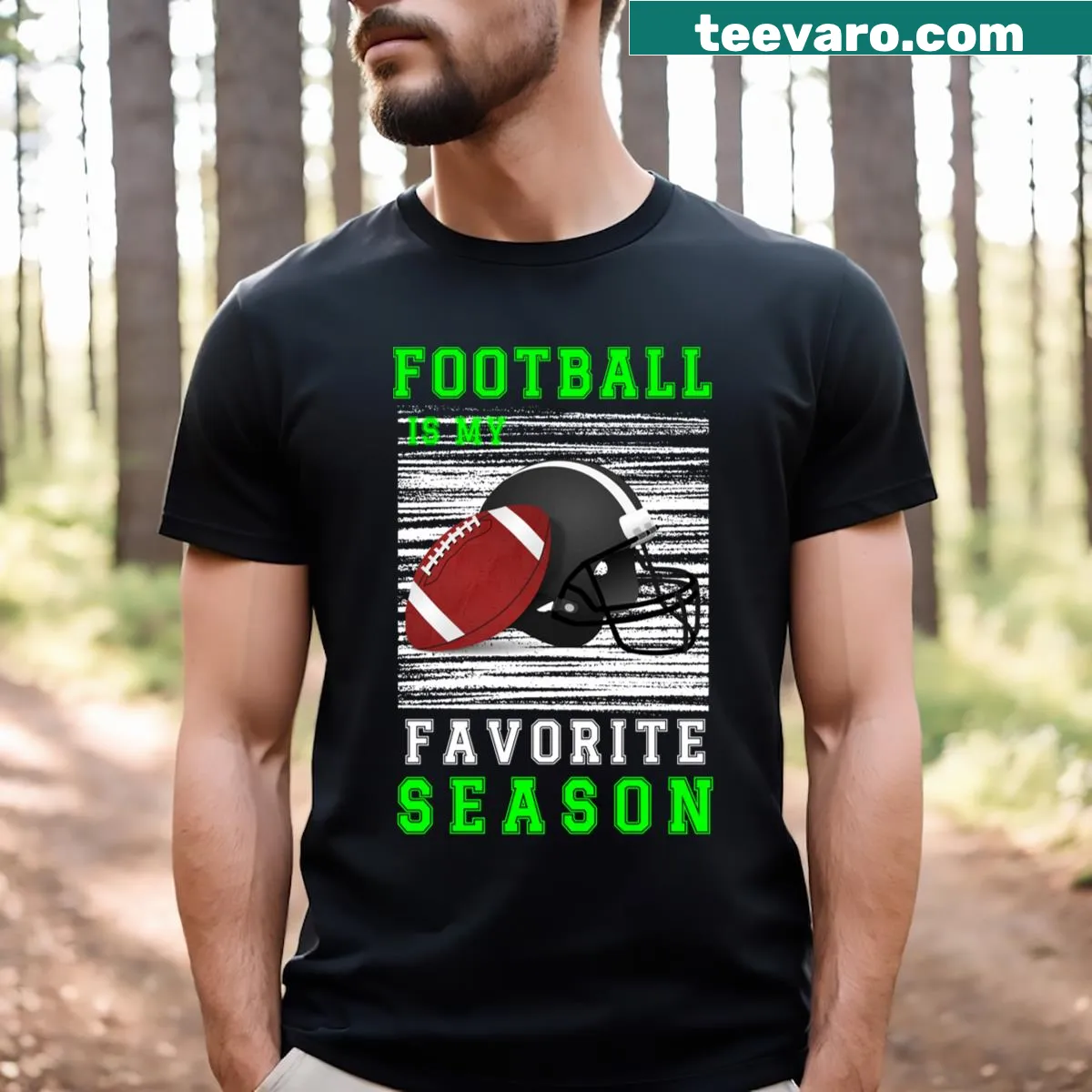 Football-themed t-shirt with an engaging text design — on a men's t-shirt
