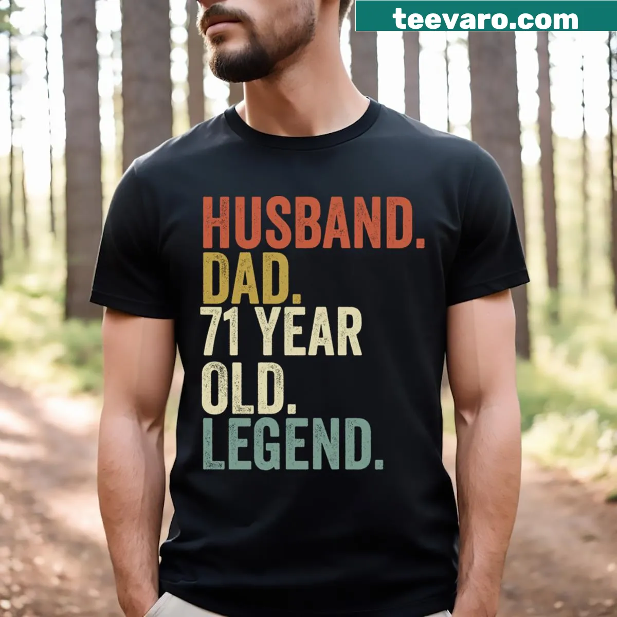 Vintage birthday t-shirt for a 71-year-old man — on a men's t-shirt