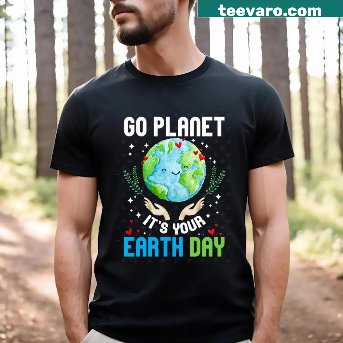 Earth Day themed T-shirt promoting sustainability and nature care — on a men's t-shirt