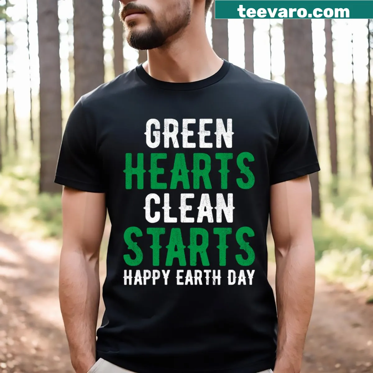 Typographic graphic promoting environmental awareness on a t-shirt — on a men's t-shirt