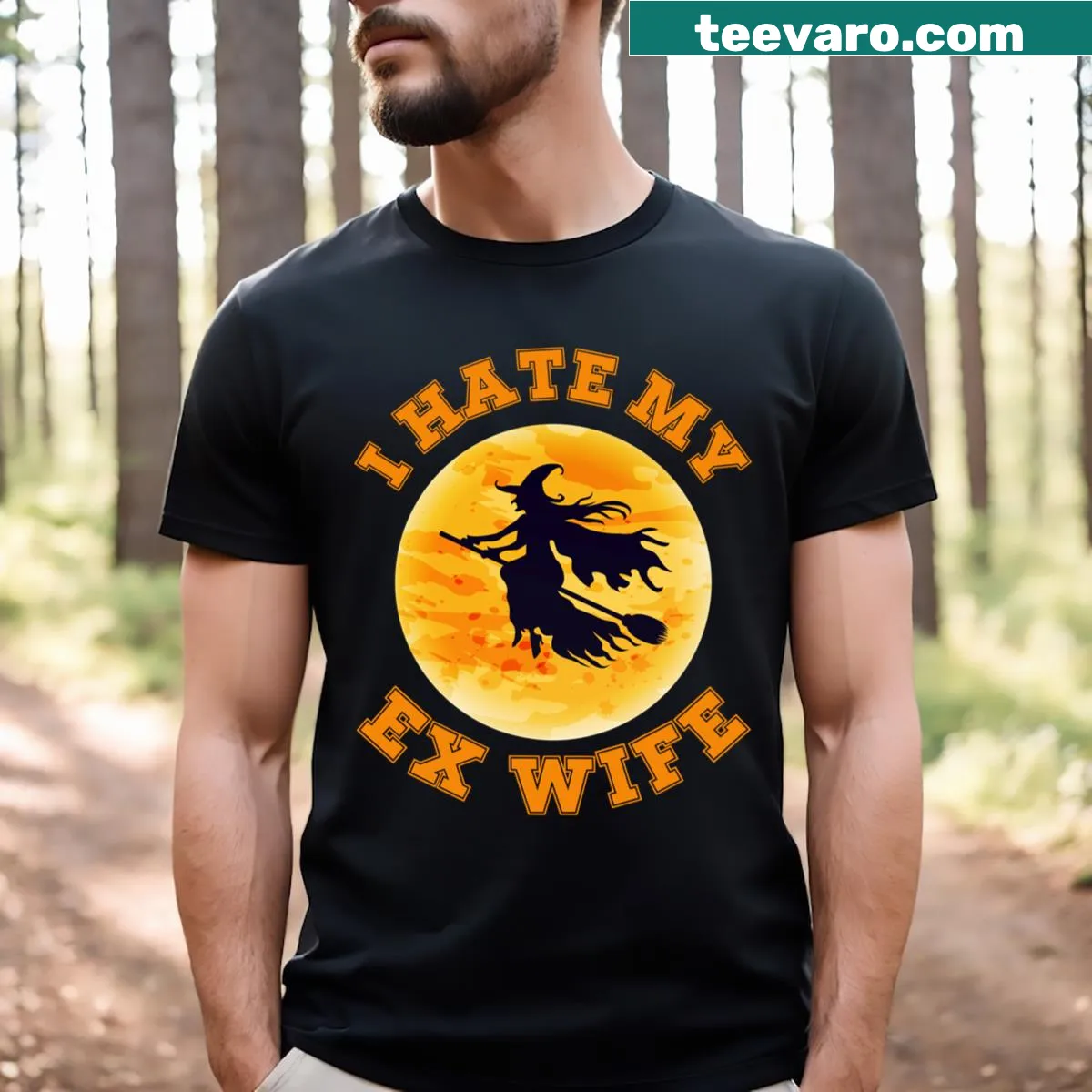 Text design on 'I Hate My Ex Wife' T-shirt — on a men's t-shirt