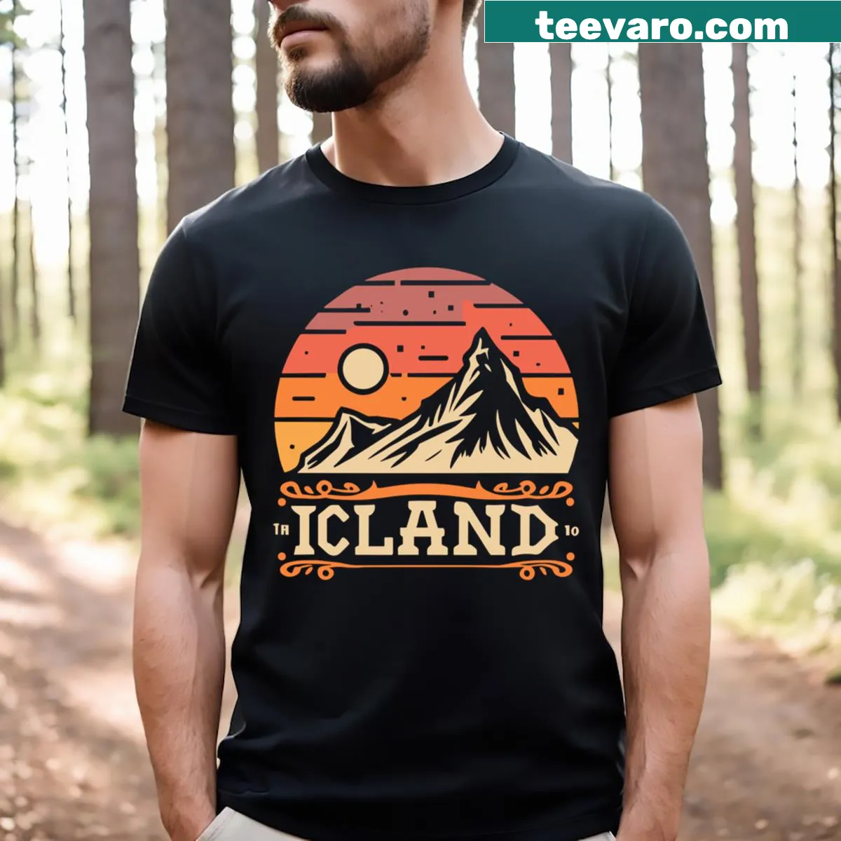 Design showcasing Iceland's fire and ice landscapes — on a men's t-shirt