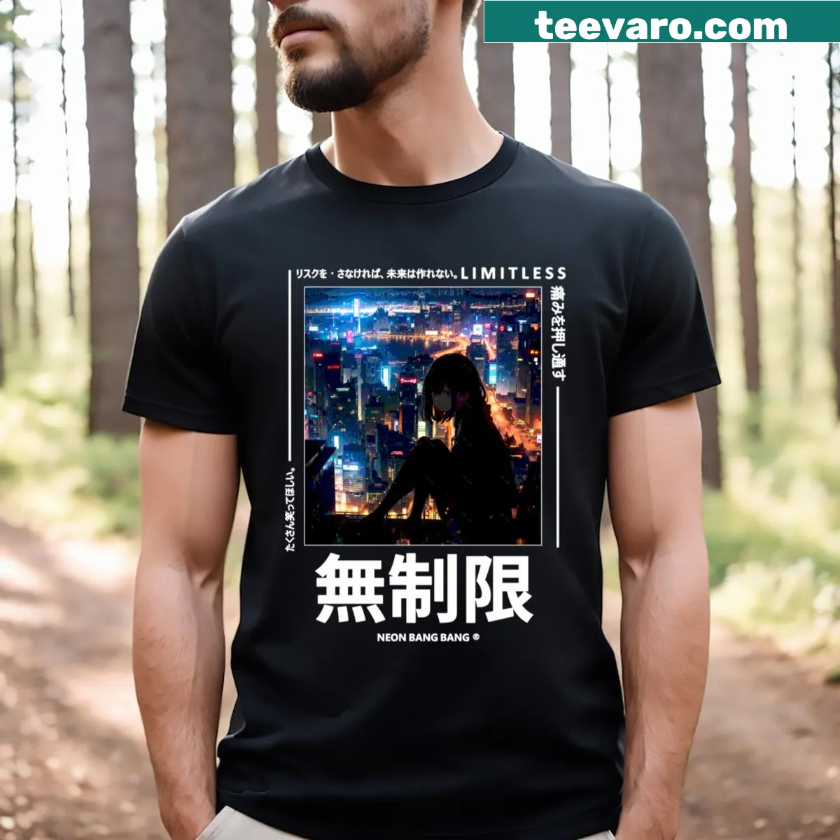 Striking typographic t-shirt inspired by Harajuku fashion — on a men's t-shirt