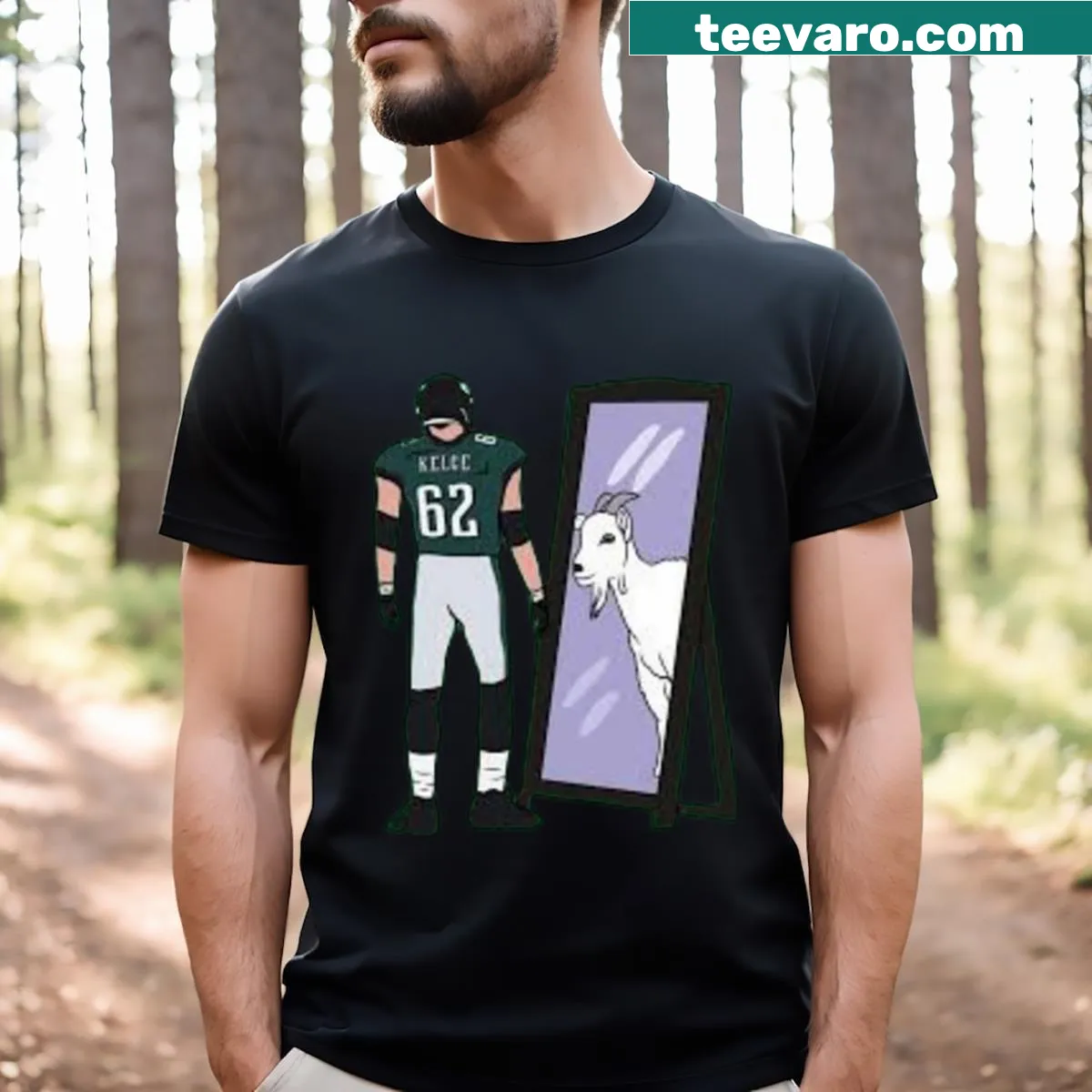 Bold typography Jason Kelce t-shirt featuring his name — on a men's t-shirt