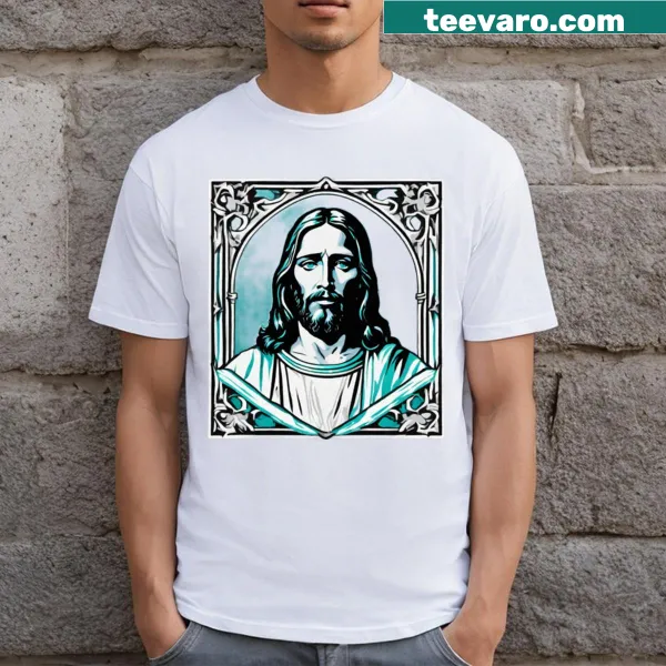 Teal t-shirt with Jesus Christ Lord God Passover Christmas design