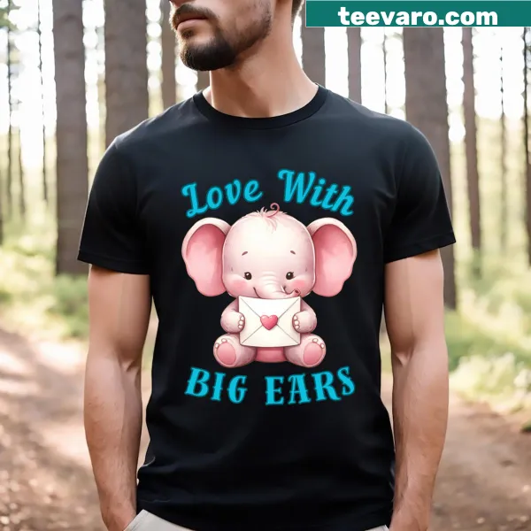 Funny elephant graphic T-shirt with big ears