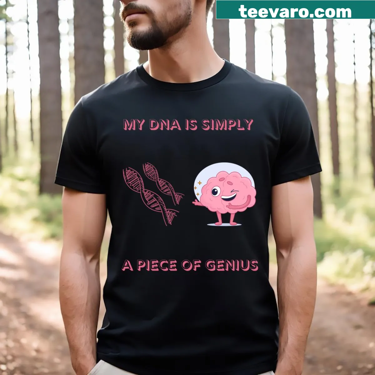 Playful typography T-shirt celebrating the uniqueness of DNA — on a men's t-shirt