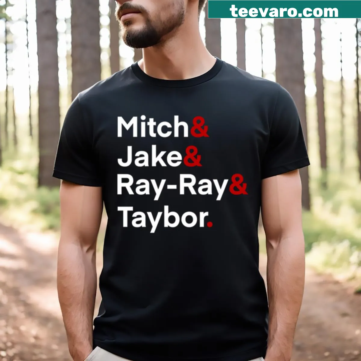 Graphic featuring Niners special teams names on a T-shirt — on a men's t-shirt