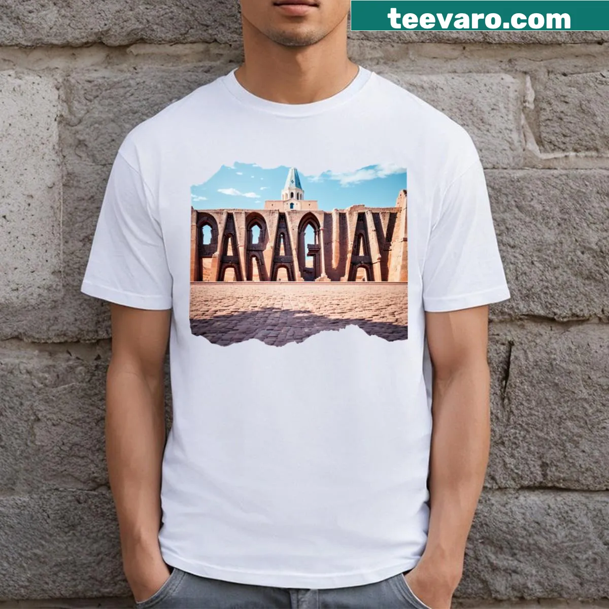 Paraguay 25 T-shirt with bold emblem — on a men's t-shirt