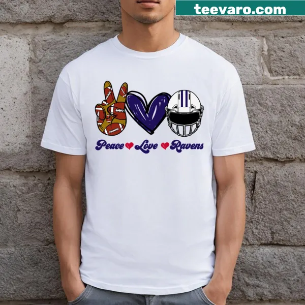 Ravens Football T-shirt featuring peace symbols and football design