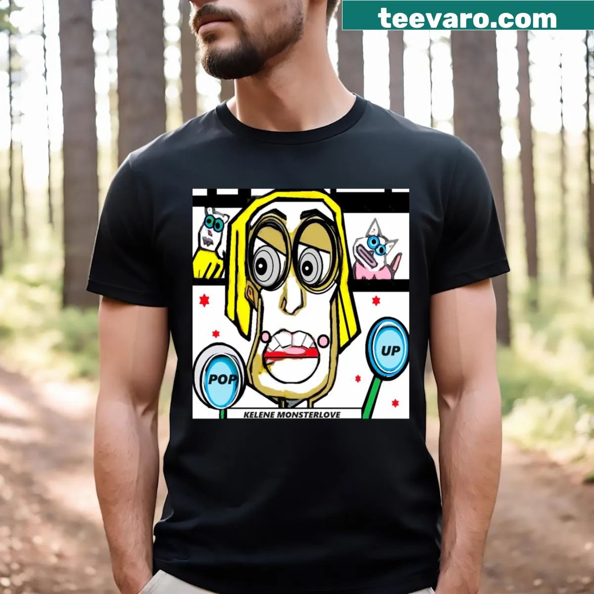 Funny t-shirt with clever Pop Up graphic — on a men's t-shirt