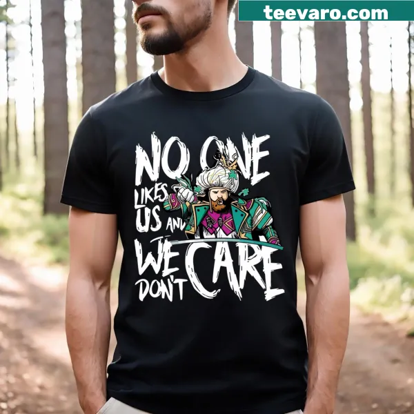 Bold typography t-shirt with 'No One Like Us And We Don’t Care'