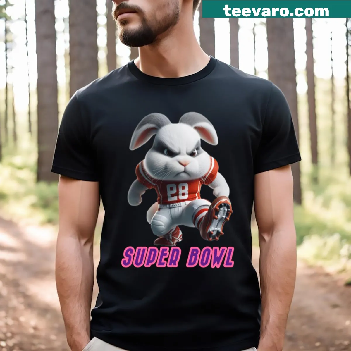 Engaging Super Bowl themed t-shirt with fun graphics — on a men's t-shirt