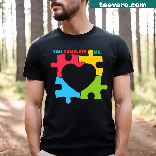 Typography Valentine's Day t-shirt with the message 'Complete Me'.
