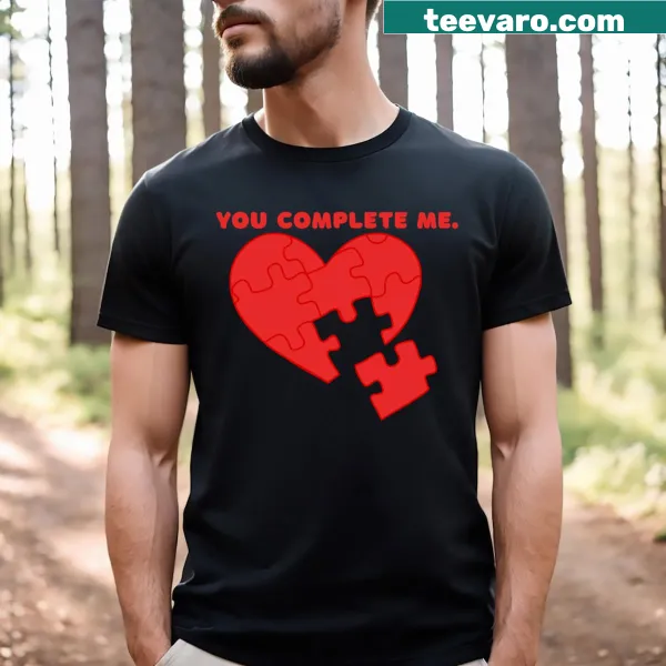 Typography T-shirt with the phrase 'You Complete Me'