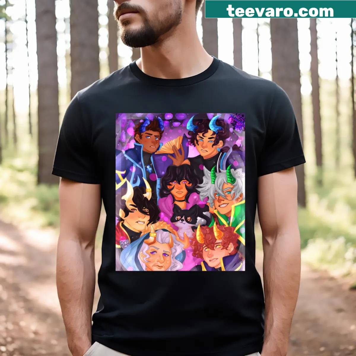 Aphmau themed t-shirt with playful inner demons graphic — on a men's t-shirt