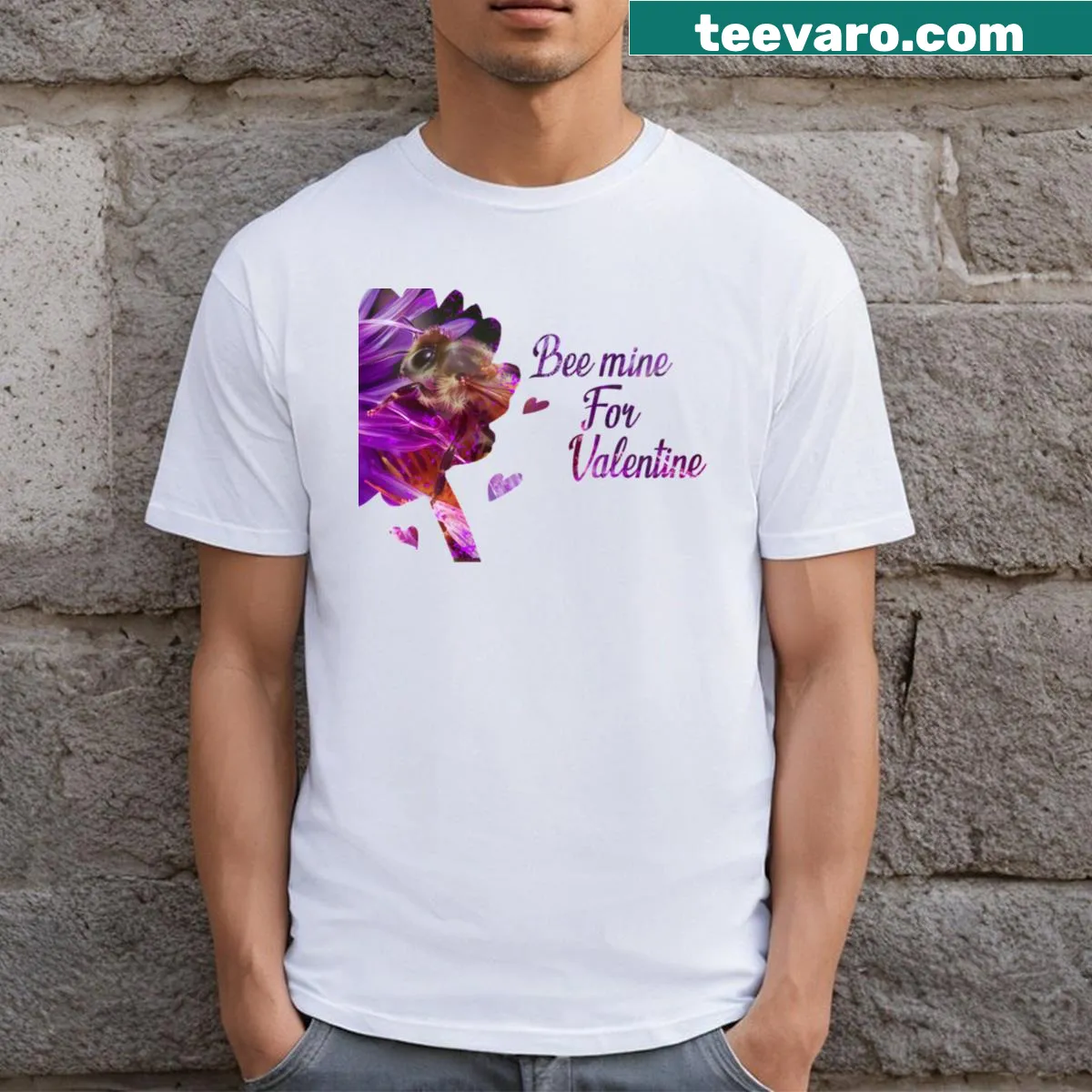 Charming T-shirt with 'Be Mine' text for Valentine's Day. — on a men's t-shirt