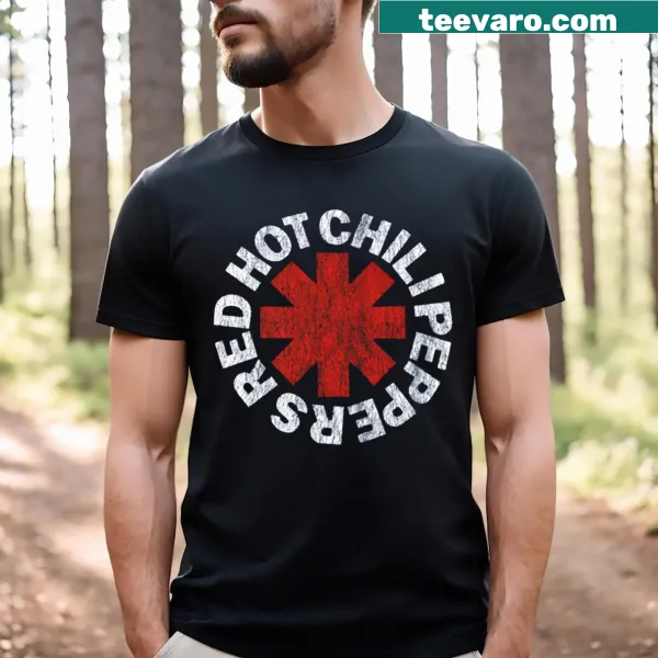 Rock band graphic T-shirt featuring the Hot Peppers logo