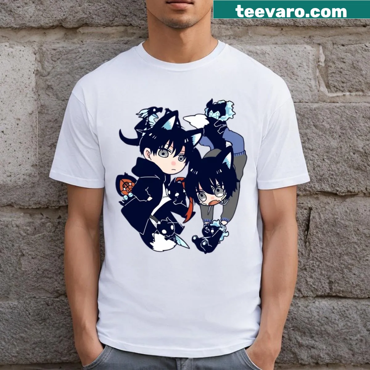 Chibi characters illustration on a kids t-shirt — on a men's t-shirt