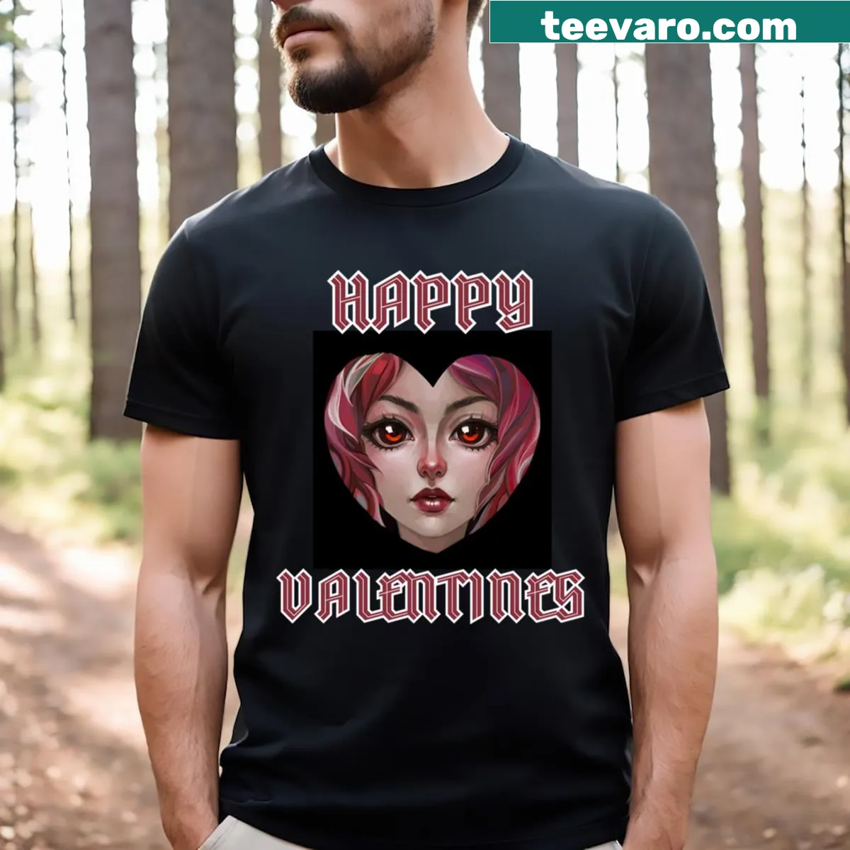 Anime vampire character holding a heart for Valentine's Day — on a men's t-shirt