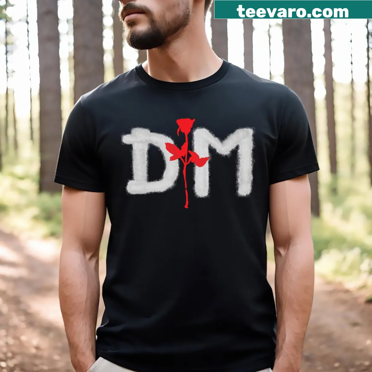Typographic design featuring Depeche Mode's Pablho text — on a men's t-shirt