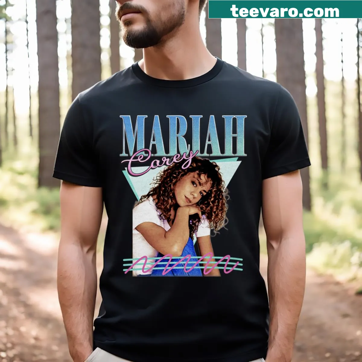 Tribute T-shirt featuring lyrics from Mariah Carey's song 'Forever Young.' — on a men's t-shirt