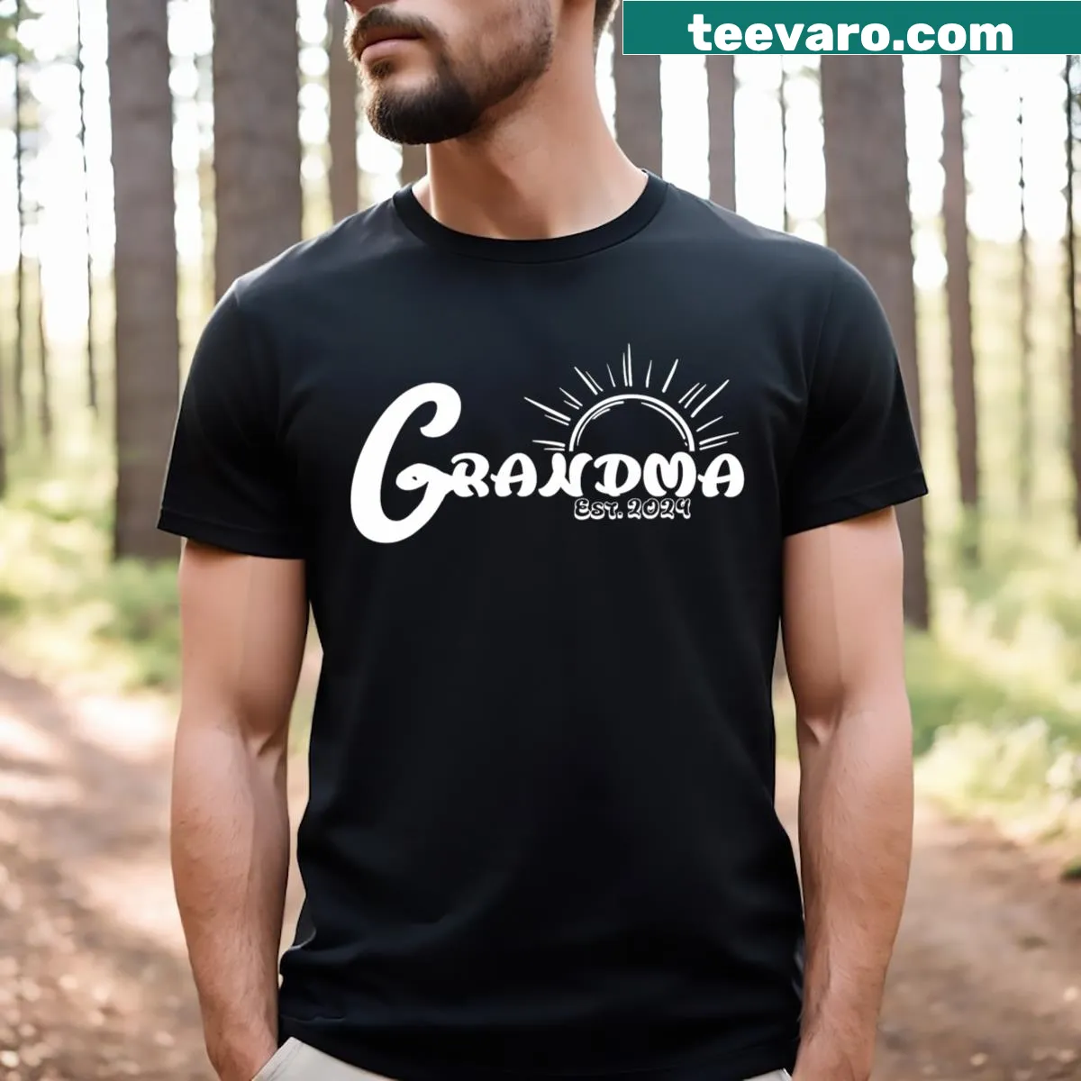 Cartoon design T-shirt for new grandmas with 'Grandma Est 2024' — on a men's t-shirt