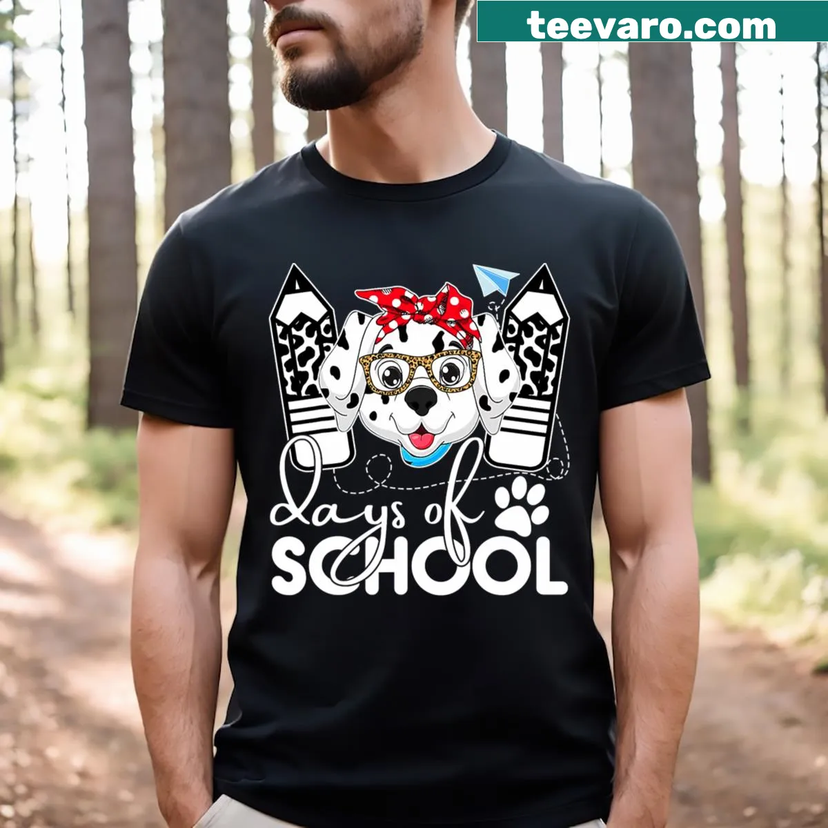 Happy 100th Day of School teacher t-shirt with leopard glasses design — on a men's t-shirt