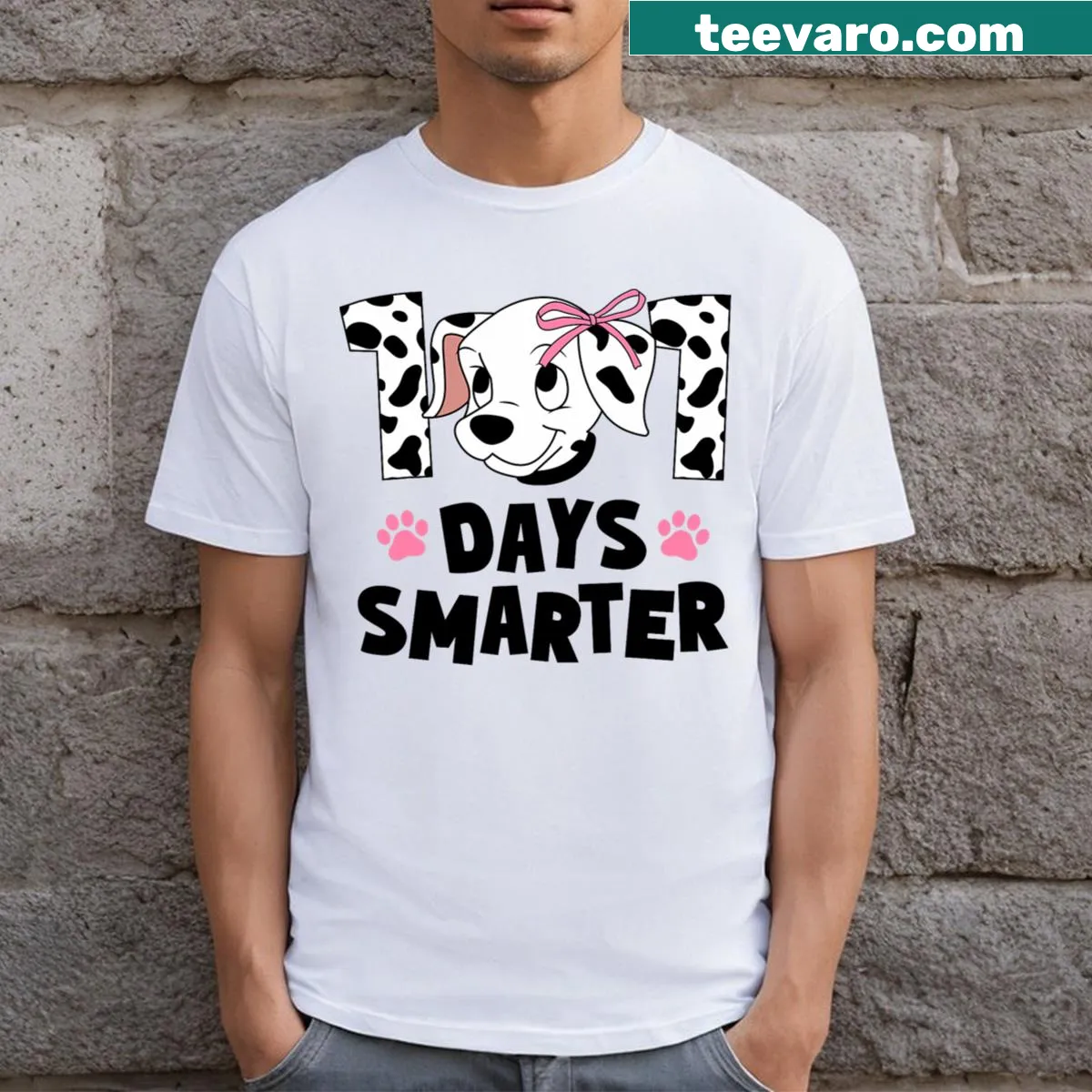 Colorful rainbow typography celebrating 100th day of school — on a men's t-shirt