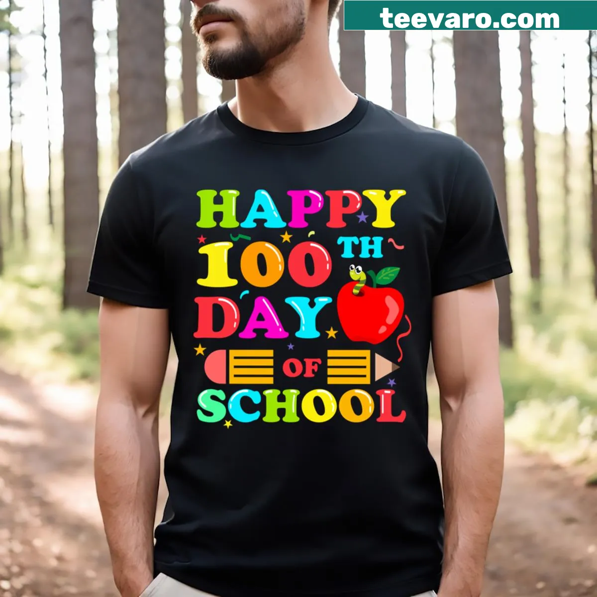 Happy 100th Days Of School design on a kids T-shirt — on a men's t-shirt