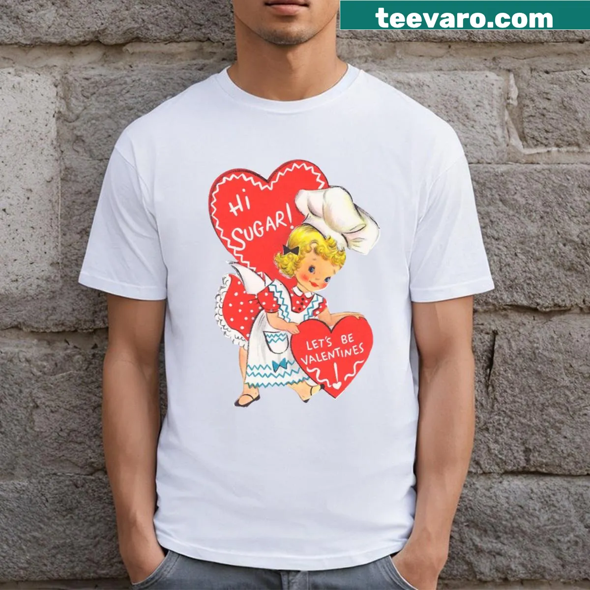 Vintage-style Valentine's Day card graphic T-shirt — on a men's t-shirt