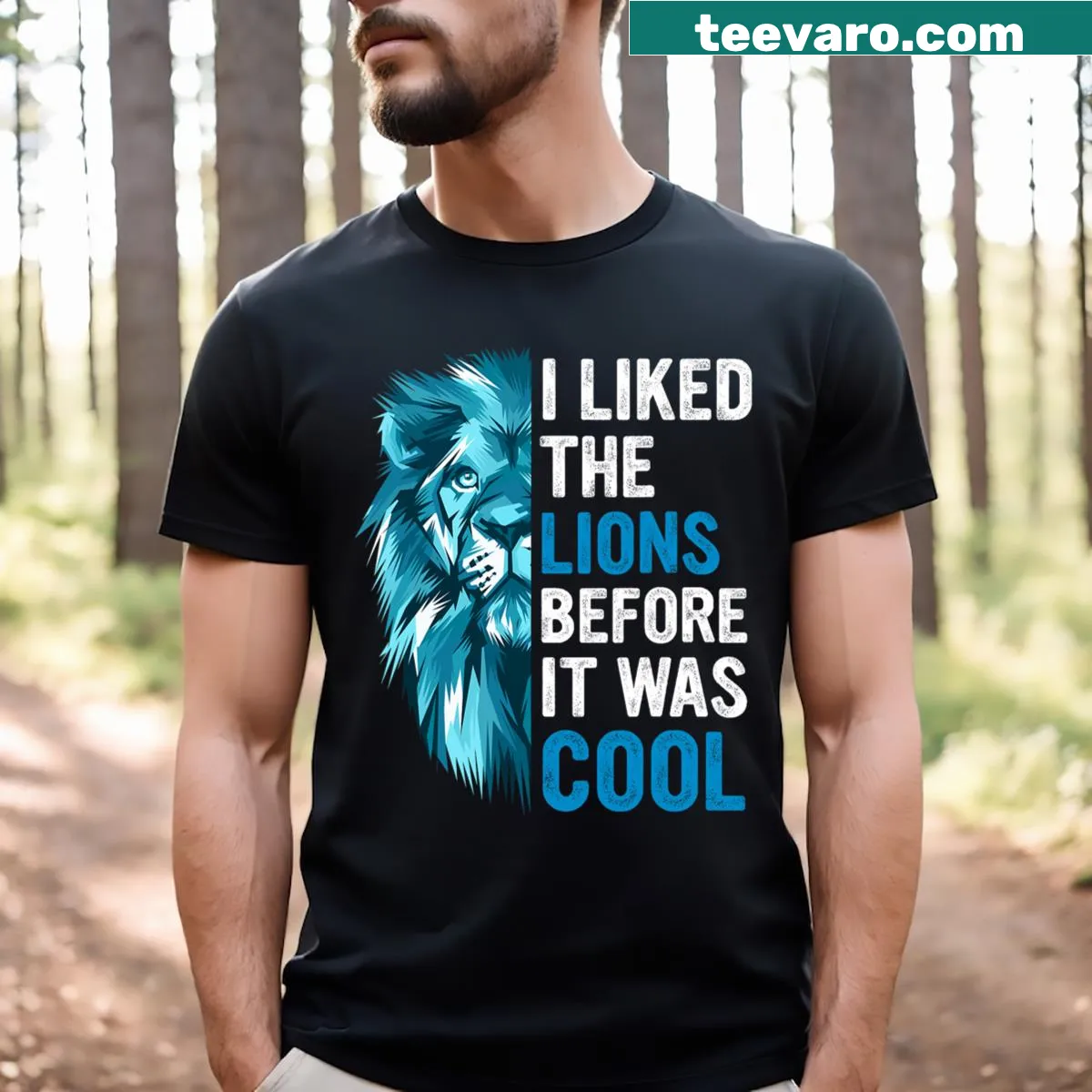 Football t-shirt declaring support for the Lions — on a men's t-shirt