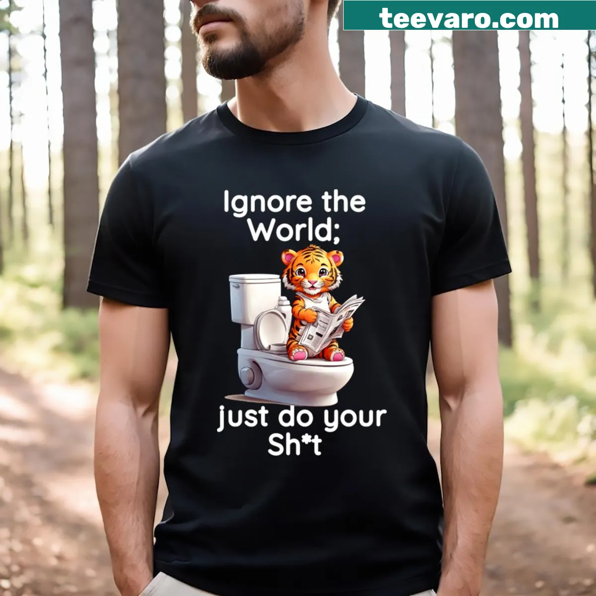Bold typography tee with the phrase 'Ignore The World Just Do Your Shit' — on a men's t-shirt