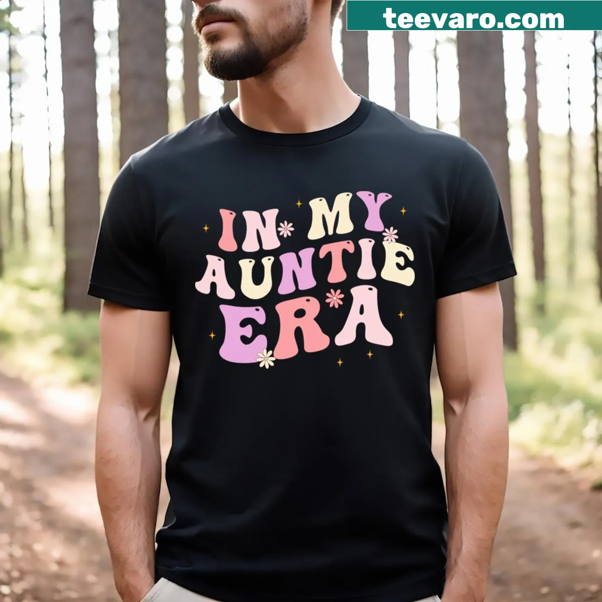In My Auntie Era text t-shirt — on a men's t-shirt