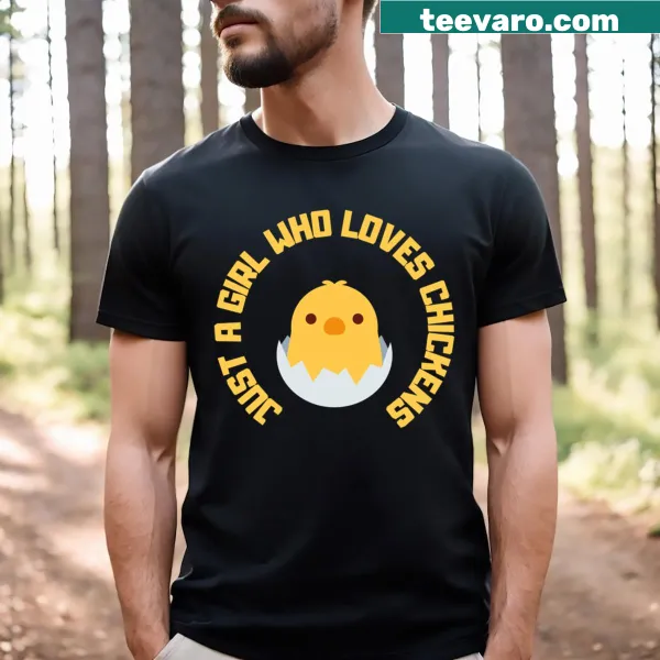 Cute T-shirt with illustrations of chickens and text about love for chickens