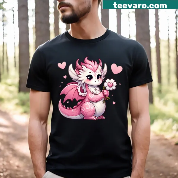 Anime-style dragon t-shirt with heart design for Valentine's Day