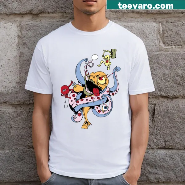 Cartoon creatures from a monster clan on a comfy essential t-shirt