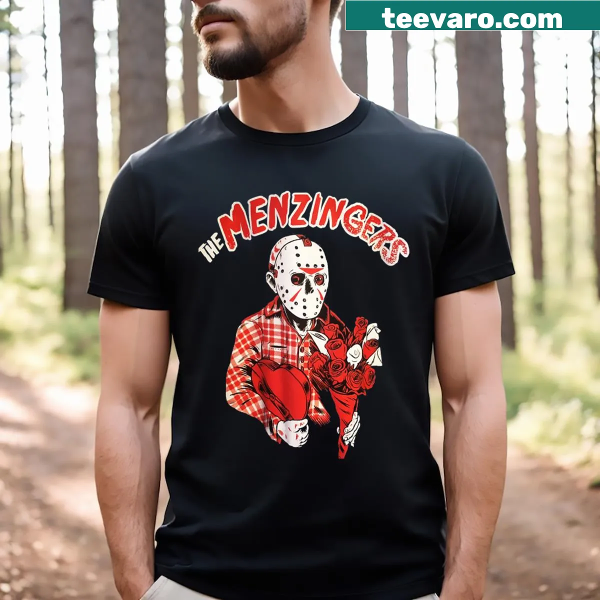 Retro graphic t-shirt featuring The Menzingers punk rock band — on a men's t-shirt