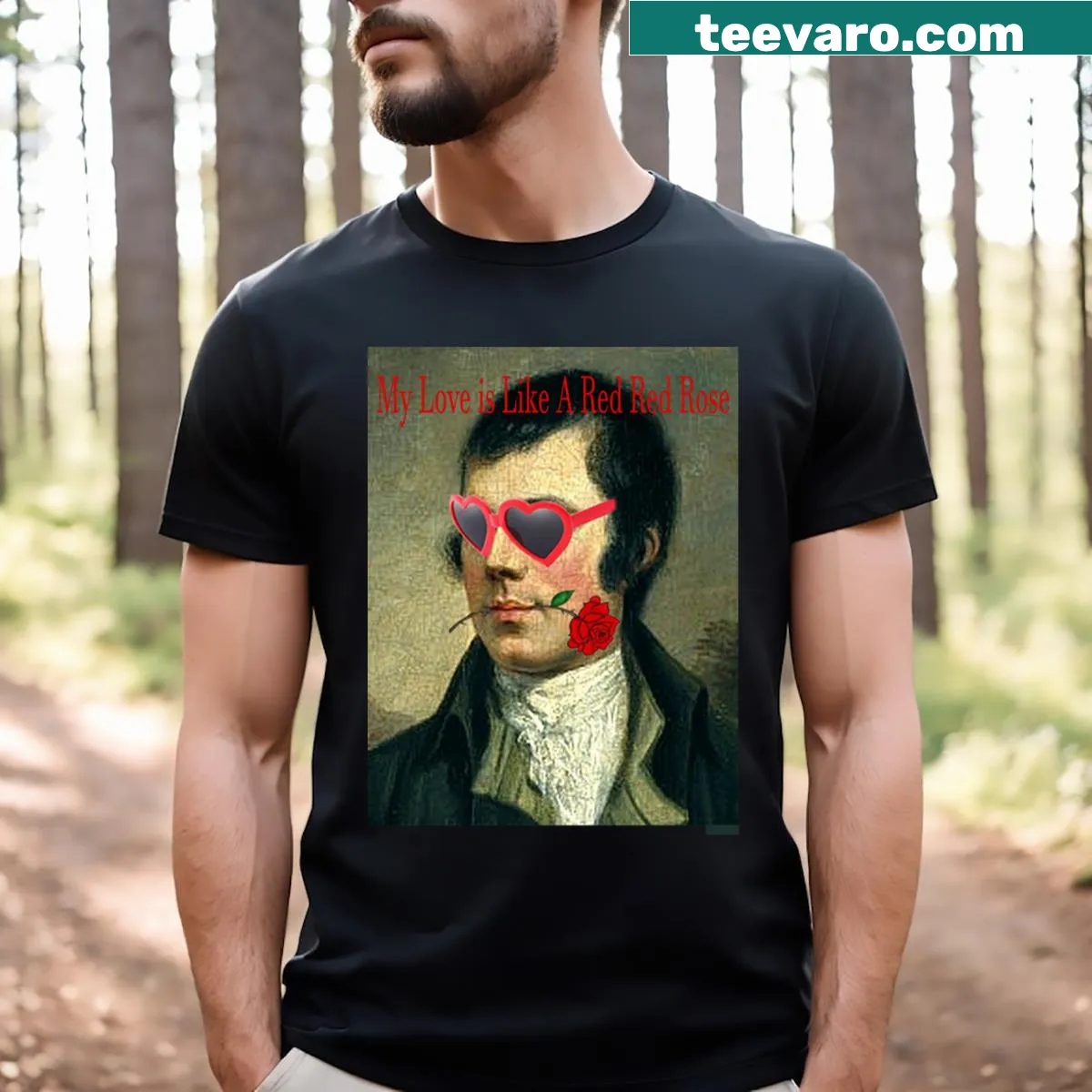 T-shirt honoring Rabbie Burns with a quote — on a men's t-shirt