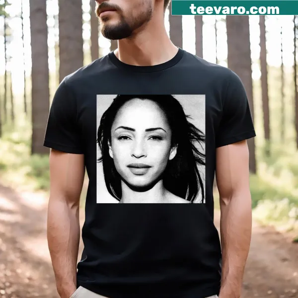Vintage drawing of Sade Adu on a stylish t-shirt.